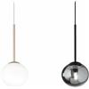 ONDALUCE CICIRIELLO JEWEL SOSPENSIONE SINGOLA NERA O ORO CON SFERE IN VETRO FUME O BIANCO MODERNA LAMPADINA ATTACCO E14