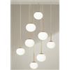 ONDALUCE CICIRIELLO JEWEL SOSPENSIONE 8 LUCI NERA O ORO CON SFERE IN VETRO FUME O BIANCO MODERNA LAMPADINE ATTACCO E14