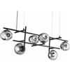 ONDALUCE CICIRIELLO JEWEL SOSPENSIONE MODERNA 6 LUCI NERA O ORO CON SFERE IN VETRO FUME O BIANCO LAMPADINE ATTACCO E14