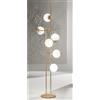 ONDALUCE CICIRIELLO JEWEL PIANTANA MODERNA A 6 LUCI NERA O ORO CON SFERE IN VETRO FUME O BIANCO LAMPADINE ATTACCO E14