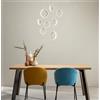 ONDALUCE CICIRIELLO PINTA SOSPENSIONE 8 LUCI IN METALLO NERO O ORO CON DIFFUSORI A CERCHIO LED 68W LUCE 3000K MODERNA