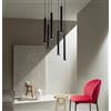 ONDALUCE CICIRIELLO LILA SOSPENSIONE MODERNA 6 LUCI METALLO NERO DIFFUSORI A CILINDRO SVASATI DIAMETRO CM 45 LAMPADINE GU10