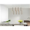 ONDALUCE CICIRIELLO LILA SOSPENSIONE MODERNA 8 LUCI METALLO ORO DIFFUSORI A CILINDRO SVASATI LAMPADINE GU10