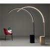 ONDALUCE CICIRIELLO BIBLIO PIANTANA AD ARCO IN METALLO ORO O NERO LED 33W LUCE 3000K DIMMERABILE SPESSORE CM 142 MODERNA