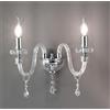 ONDALUCE CICIRIELLO DIDO LAMPADA A PARETE CLASSICA CON 2 LUCI IN VETRO E CRISTALLO 5 FINITURE COLORE DI ONDALUCE