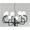 ONDALUCE CICIRIELLO JEPPY SOSPENSIONE MODERNA 8 LUCI IN METALLO ORO O NERO CON SFERE IN VETRO BIANCO LAMPADINE G9