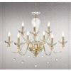 ONDALUCE CICIRIELLO ROXANNE 9 LUCI LAMPADARIO A SOSPENSIONE CLASSICO ELEGANTE IN VETRO SOFFIATO TRASPARENTE FINITURE ORO