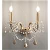 ONDALUCE CICIRIELLO OPERA LAMPADA DA PARETE CLASSICA A DUE LUCI IN VETRO E CRISTALLO 3 COLORI CON FINITURE ORO