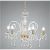 ONDALUCE CICIRIELLO MARIA TERESA T4 LAMPADARIO CLASSICO A 5 LUCI IN VETRO TRASPARENTE CON FINITURE ORO di ONDALUCE