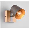 TRIO LIGHTING BELL APPLIQUE VINTAGE IN LEGNO CON SPOT ORIENTABILI IN METALLO ANTICATO CON INTERNO ORO