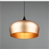 TRIO LIGHTING CHIRON SOSPENSIONE IN METALLO NERO CON DIFFUSORE IN OTTONE SATINATO DIAMETRO CM 45 LAMPADINA E27