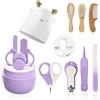 HAGOT Set per la Cura del Bambino 7 in 1 con Custodia Carina, Tagliaunghie, Forbicine, Lima, Pinzette e Sspazzola in Silicone, Set per la Cura del Bambino e Dei Neonati