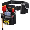 WISEPRO Set di cinture per attrezzi - con occhiello per martello, borsa per unghie, borsa per attrezzi e borsa pieghevole separatamente - Marsupio ideale per artigiani, elettricisti e giardinieri - 17