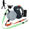 Makife Guinzaglio doppio retrattile per cani Makife Dual Doggie Pet Leash guinzaglio automatico per cani retrattile 3 m adatto per cani di piccola taglia media e escursionismo, jogging, 15 sacchetti per