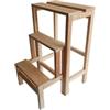 Sgabello scala con 3 gradini a ribalta richiudibile in legno 37x23x60 cm