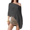 SYHVGI Poncho da donna in maglia a maglia, a tinta unita, estivo, da spiaggia, leggero, Nero , Etichettalia unica