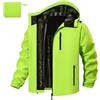 FemiChic Giaccone Sportivo Uomo Impermeabile Leggero e Antivento Felpa con Cappuccio per Outdoor(Verde,XXL)