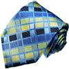 Lorenzo Cana - Cravatta di marca in 100% seta - blu oro azzurro a quadretti - 12038, gold