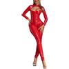 FEOYA Set di Lingerie in Pelle per Donna con Maniche Lunghe Cerniera Anteriore o Posteriore Catsuits a Maniche Lunghe Bodysuit per Club Babydoll Intimo da Notte Cerniera Catsuit da Donna in Pelle
