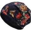 ZLYC Berretto Invernale da Donna, Stile Vintage, con Teschio, in Pile, Fiore e Farfalla Navy, Taglia Unica