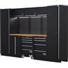 SOGI Arredamento modulare in lamiera SOGI ARR-OFF-3240-L per officina e garage - piano in legno - 3240x465x2000 mm