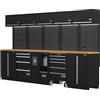SOGI Arredamento modulare in lamiera SOGI ARR-OFF-3400-L per officina e garage - piano in legno - 3400x465x2000 mm