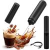 edihome, Montalatte Elettrico per Cappuccino, Frullino Montalatte Portatile, Schiuma Latte Elettrico per Latte e Caffè, Milk Frother Ricaricabile o a Batterie, Veloce e Silenzioso (Li-ion B., Nero)