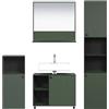 trendteam smart living - PureBliss - Set di mobili da bagno - Verde con effetto scanalato - Mobili da bagno con eleganti manici in metallo - 180 x 186 x 42 cm - Mobile sottolavabo su ruote