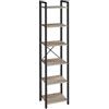VASAGLE Scaffale a 6 Ripiani, Libreria per Ufficio, Studio, Soggiorno, Camera da Letto, 30 x 40 x 186 cm, Stile Industriale, Greige Melange e Nero Inchiostro LLS101B02