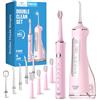 JTF Set di spazzolino elettrico e idropulsore orale, 2 in 1 per igiene orale portatile per una pulizia efficace e delicata, diverse modalità di apparecchi dentali e gengive sensibili, senza fili, per