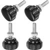 QUARKZMAN 4 Set M6 x 20mm Manopole Zigrinate Filettatura Maschio Viti Testa Zigrinata Dadi Rondelle, Impugnatura Manopola Bloccaggio 25mm Manopole Testa Plastica Viti Testa Zigrinata, Nero