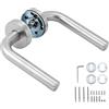QWORK® Set maniglia con rosetta - Acciaio inossidabile argento opaco, design minimalista - per spessori porte da 35 a 62 mm