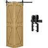 QINAIXQM 2.5FT/76CM Bifolding Binario per Porta Scorrevole Kit ferramenta per porte scorrevoli unidirezionali Nero e Rustico Porta Scorrevole Kit Adatto per aperture porte 50-70 cm