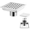 RATSTONE Canalina per doccia quadrata, 15 x 15 cm, sifone 360° con filtro antiodore e filtro capelli, 2 in 1, pinza in acciaio inox, per bagno, cantina, interni ed esterni