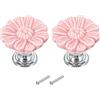 PATIKIL Manici Rotondi In Ceramica Vintage Floreali 1-5/16, 2 Pezzi Maniglie Per Cassetti Armadio Porte Con Vite Per Cucina Bagno Credenza Guardaroba, Rosa