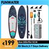 funwater Tavola da Stand Up Paddle Gonfiabile FunWater Cruise 350x90x15CM, Super Tavola da Surf Antiscivolo per Sport Acquatici SUP con Accessori