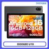 DOOGEE Tablet DOOGEE U10 con Display HD da 10.1", Android 16, 16GB RAM, 128GB ROM, Batteria Grande da 5060mAh, Widevine L1, WiFi6, Fotocamera 8MP+5MP, Pad PC