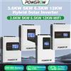 Powgrow Inverter Solare Ibrido POWGROW 12KW 6.5KW 5KW 3.6KW con Doppia Uscita MPPT 220V 24V 48V, Ingresso PV Max 500V, Caricatore Solare 160A con BMS