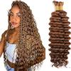 Evaxilc Deep Wave Bulk Human Braiding Hair for Boho Braids Human Hair Extension Capelli Umani Unprocessed No Weft Bulk Braiding Hair #30 Light Brown 2 Bundles Total 100g 12 12 Inch