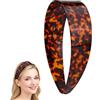 Sinbana Cerchietto Spesso Tartaruga con Denti per Donna, 3,8cm Largo Antiscivolo Stampa Leopardo Acetato Accessori Capelli Retro Tartaruga Scuro