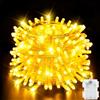 Dalugo Catena luminosa con timer per esterni, 5 m, 50 LED, batteria con timer, IP65, impermeabile, luce bianca calda, per interni, per Natale, camera da letto, feste, matrimoni