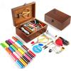 WANDGU Set di 37 scatole in legno con kit di cucito di base e accessori di alta qualità