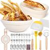 MKAKYES Set di cestini per il pane, set da 10 pezzi per lievitazione naturale, cestini per pane rotondi, diametro 25 cm e ovali, diametro 23 cm, accessori per la cottura del pane