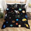 Homemissing Space Rocket Copripiumini Decorazione Della Galassia Constellation Starry Sky Decorare Space Theme 2 Pezzi Set Copripiumino 135x200cm
