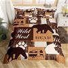 Homemissing Bear Lodge - Set di biancheria da letto con copripiumino patchwork per ragazzi e ragazze, copripiumino con animali selvatici, traspirante, collezione di biancheria da letto per letto