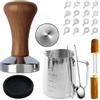GOMETY Set di tamper per caffè, 51 mm, set da 22 pezzi, accessori per barista, con brocca per latte, tappetino per sandalo, cucchiaio per mescolare latte e modellini per macchina espresso