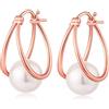 Jiahanzb Orecchini Perle Donna in Argento Sterling 925 Orecchini a Cerchio Perle Ipoallergenici Bianco Perla Gioielli Regali da Donna Huggie Oro Rosa