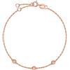 Carleen Bracciale in oro Rosa massiccio 18 carati incastonato rotondo con diamanti naturali 0,045 ct, delicato e minimalista, per donne e ragazze - Lunghezza della catena: 18 + 4 cm