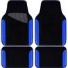 CAR PASS Rainbow Tappetini impermeabili universali per auto, con retro antiscivolo, adatti per SUV, furgoni, berline, camion, set di 4 per uomo e donna(Nero e blu)