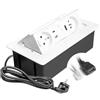 GTV - Presa da incasso MULTISOFT bianca con 2 prese con messa a terra, USB A+C, RJ45, HDMI 2.0, retrattile con copertura, cavo da 1,5 m, ideale per cucina, ufficio o tavolo da conferenza